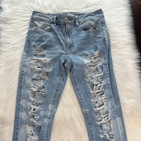 American Eagle Light Blue Distressed Jeggings - Picture 2 of 6